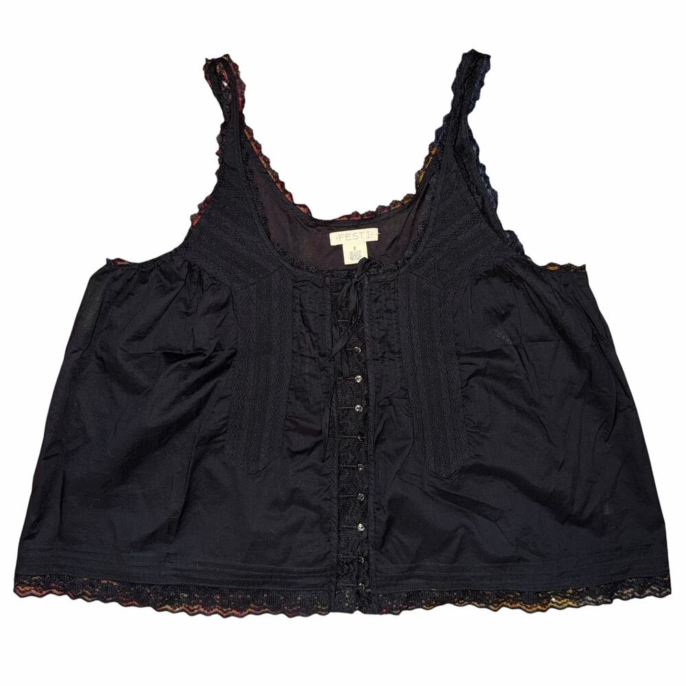Torrid FESTI Voile Lace Trim Pintuck Tank Top - Size 0 (L/12)